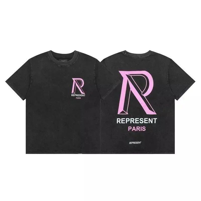 Represent Represent Paris Black & Pink Logo T-Shirt Black