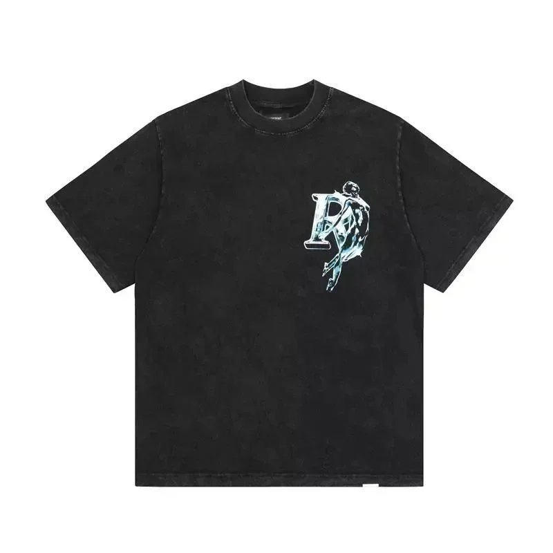 Raf Simons Raf Simons Black Washed T-Shirt with Graphic Print Black