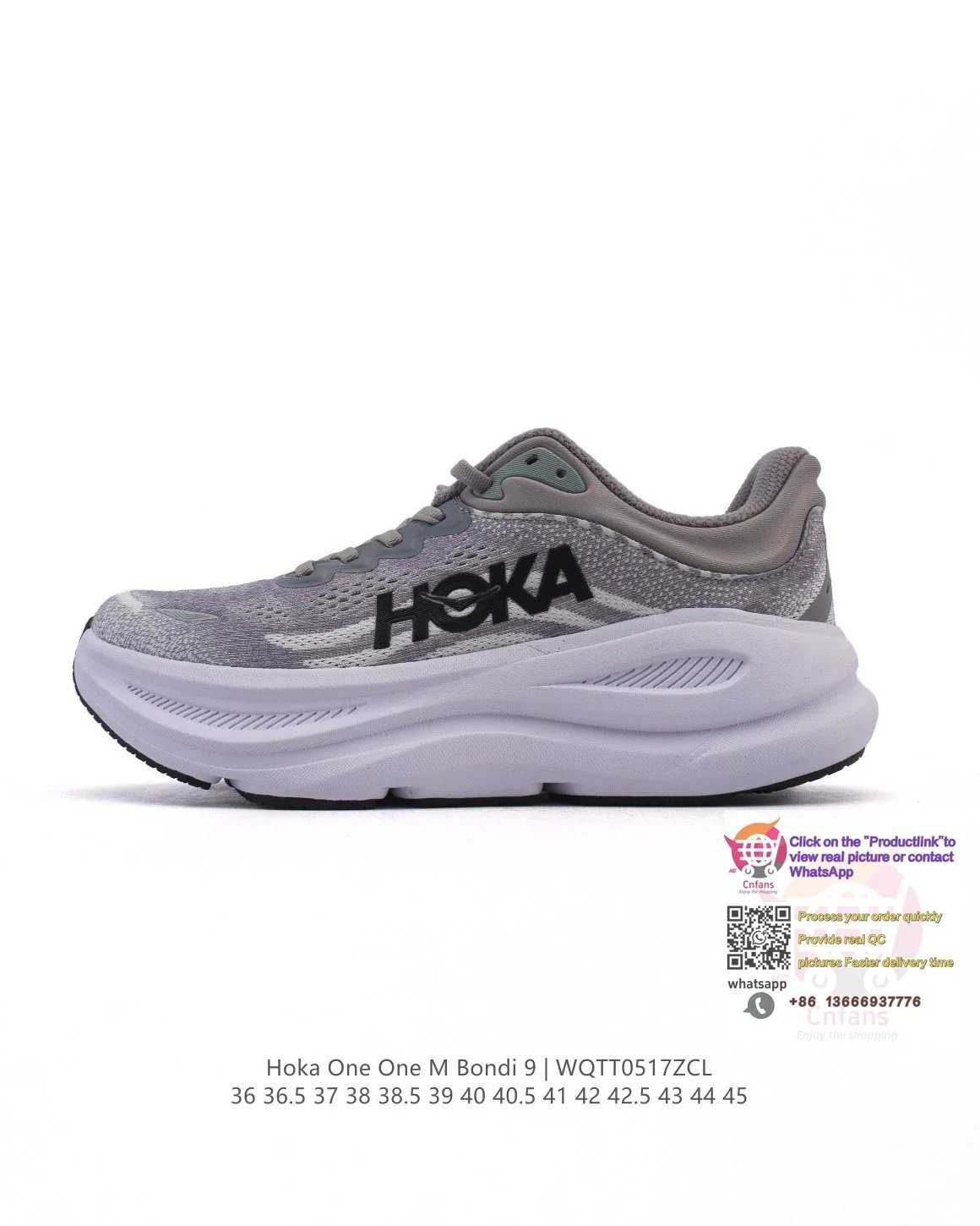 Hoka One One Hoka One One M Bondi 9 Grey/White Running Sneakers Grey