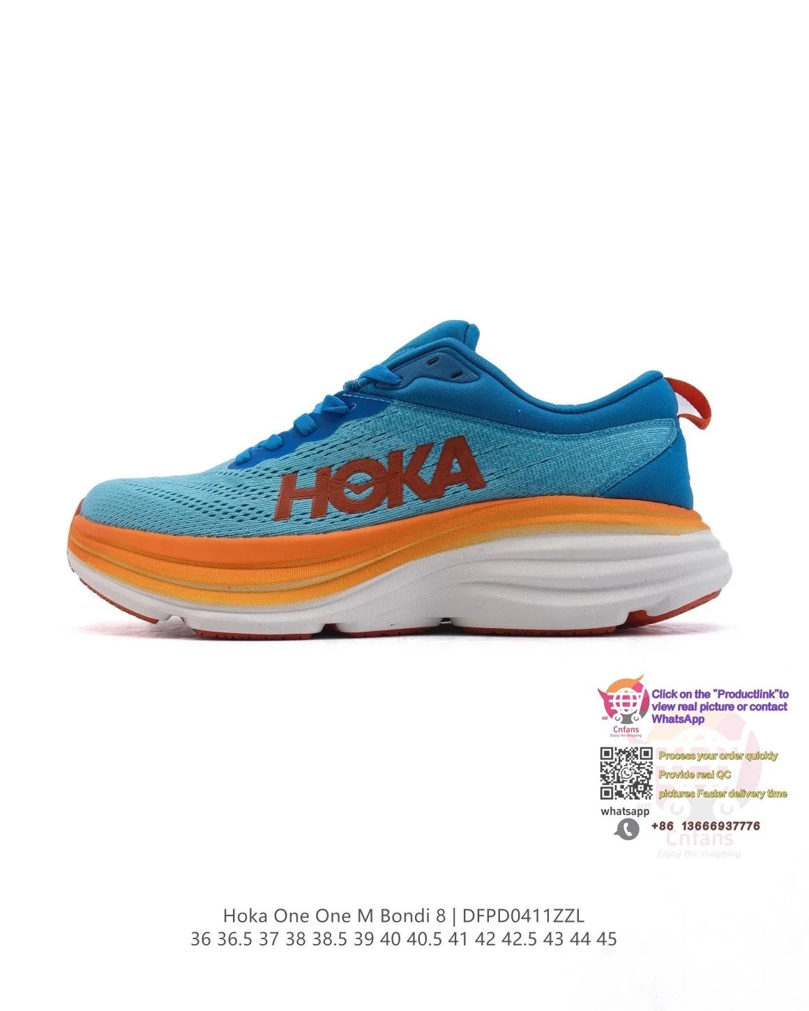 Hoka One One Hoka One One M Bondi 8 Running Shoes - Blue/Orange Blue