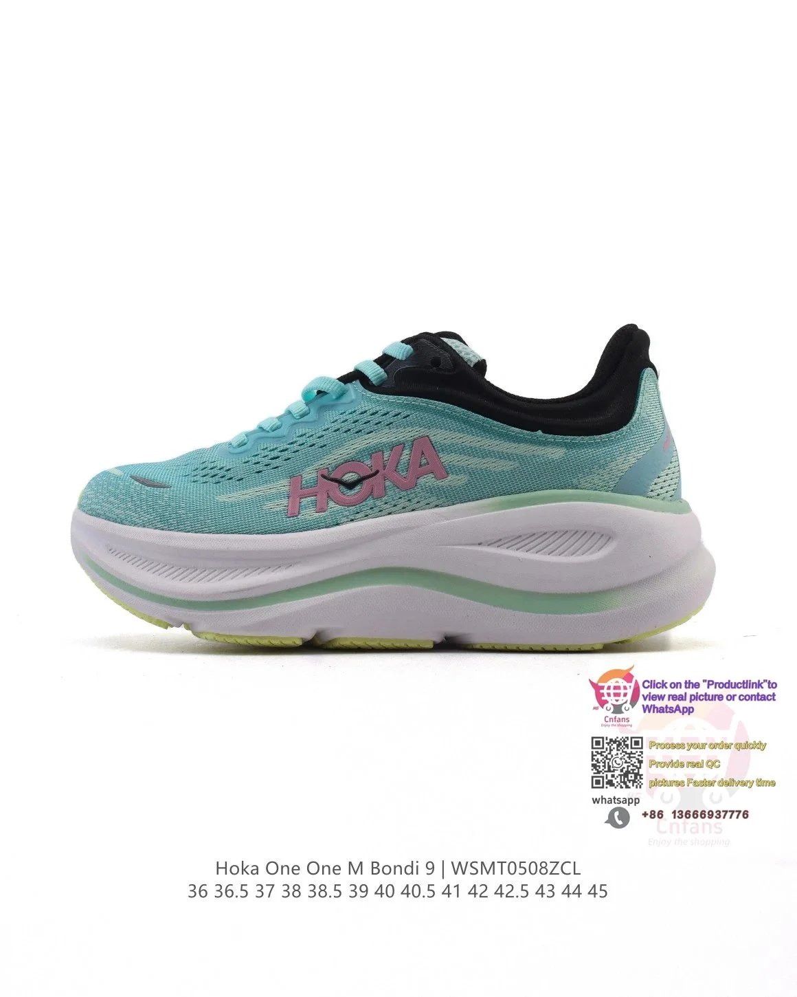 Hoka One One Hoka One One M Bondi 9 Running Shoes in Turquoise/Black Blue