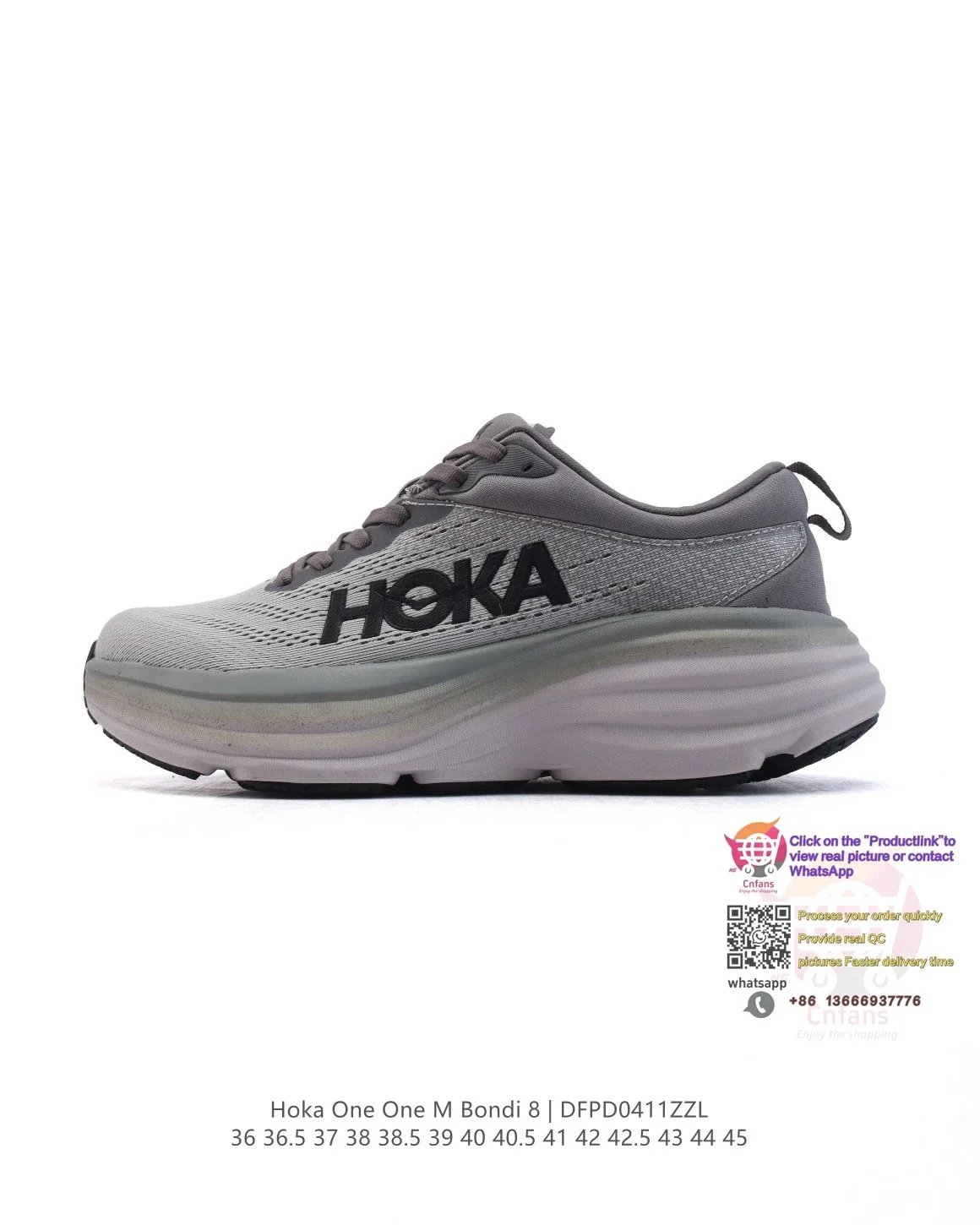 Hoka One One Hoka One One M Bondi 8 Grey Running Sneakers Grey