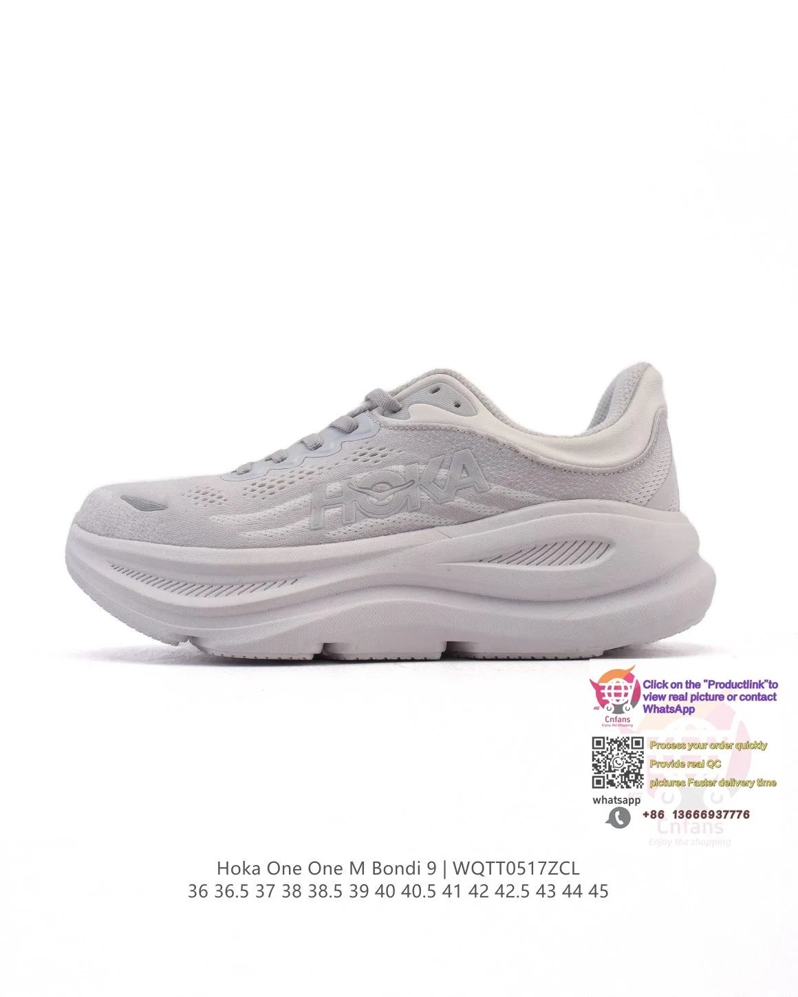 Hoka One One Hoka One One M Bondi 9 Sneakers in Light Grey Grey