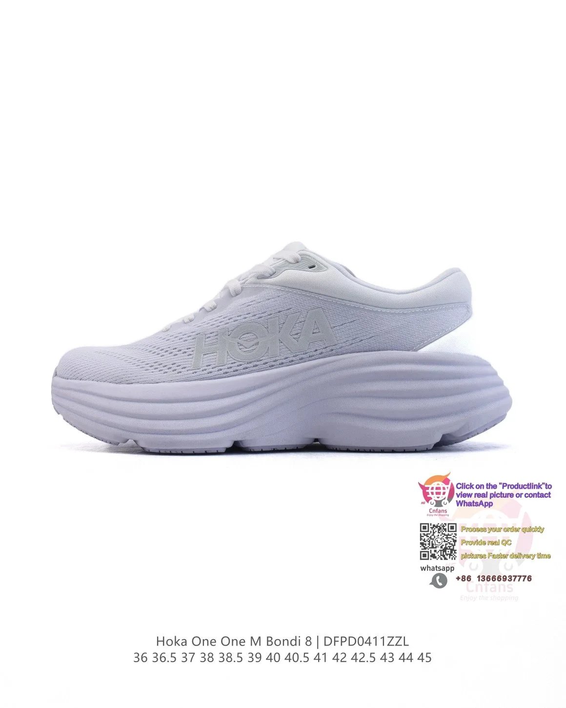 Hoka One One Hoka One One M Bondi 8 White Running Sneakers White