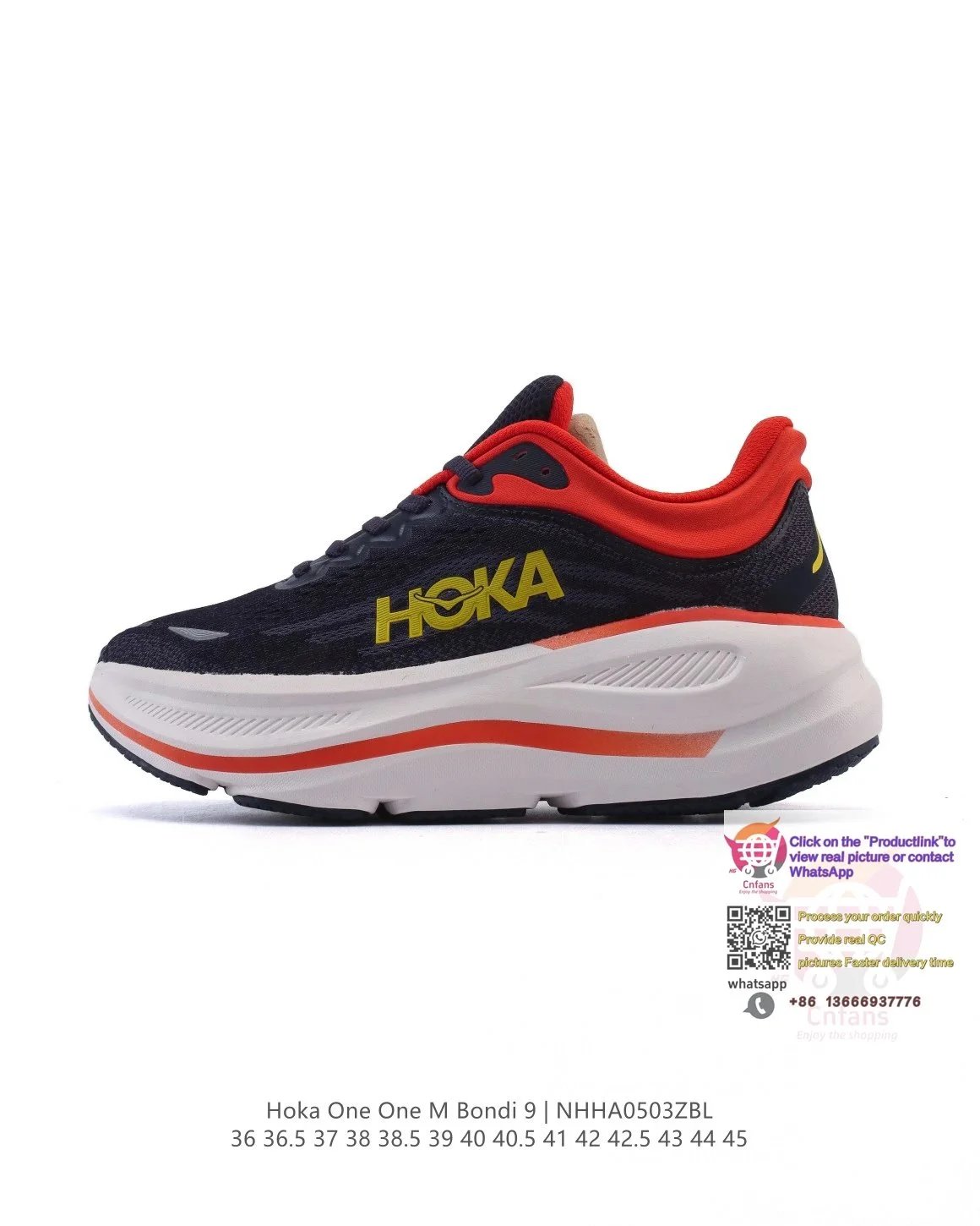 Hoka One One Hoka One One M Bondi 9 Sneakers in Navy/Red Navy
