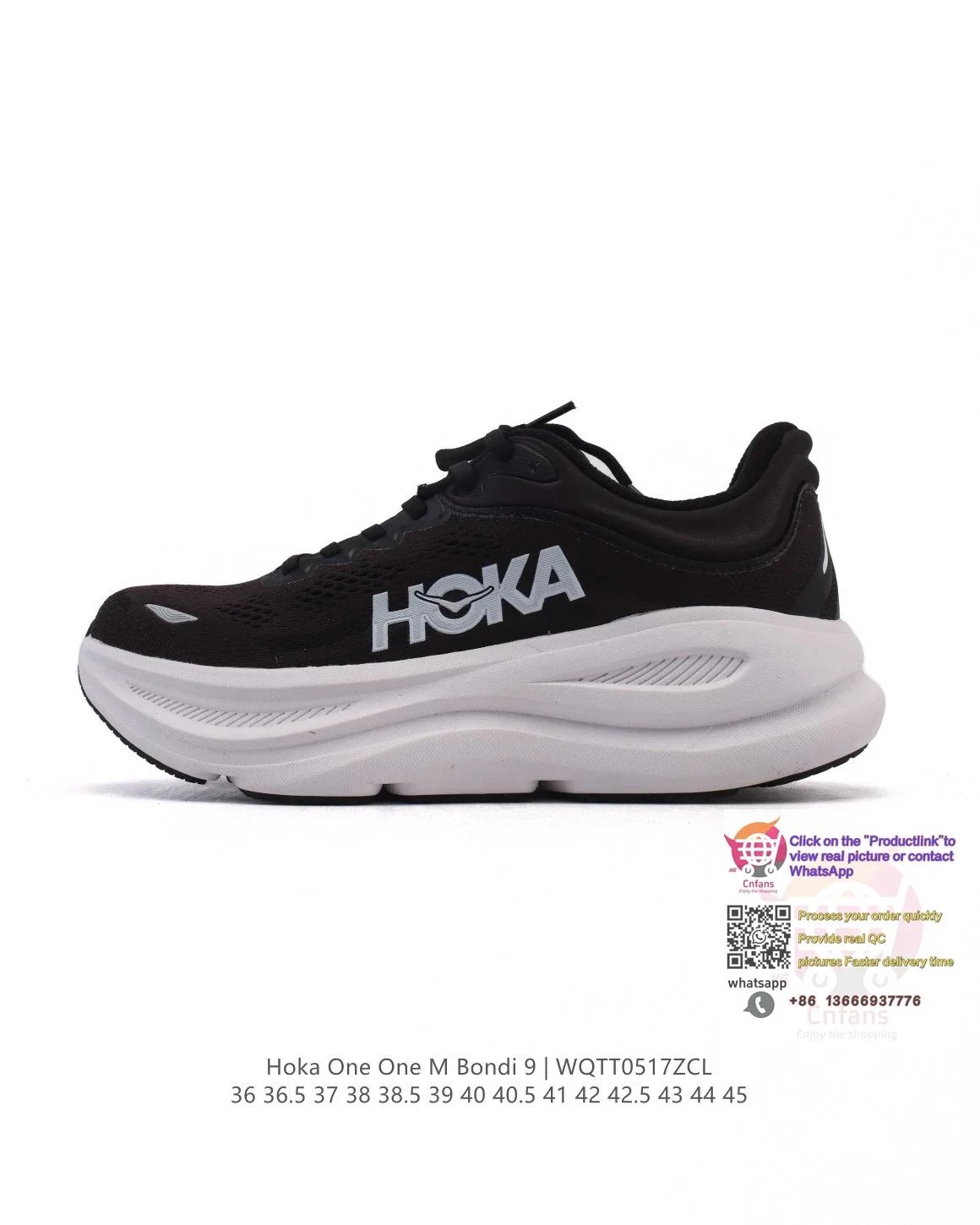 Hoka One One Hoka One One M Bondi 9 Black/White Sneakers Black