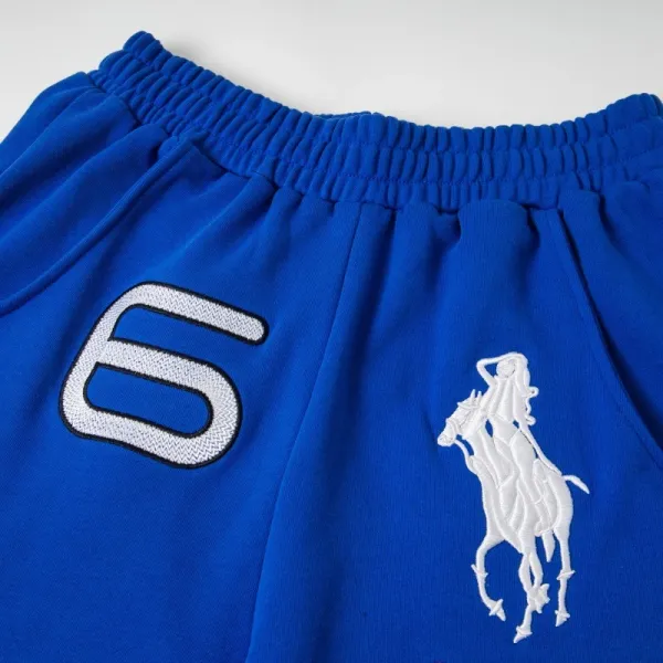 Lotto x Mowa Sporty Blue Sweatpants with Number 6 and Polo Rider Print - 8