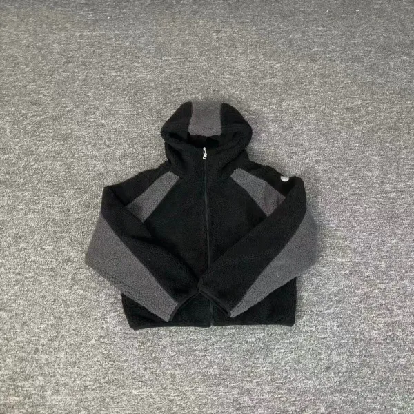 Design Fleece Hooded Jacket Black / Gray Outerwear - 1