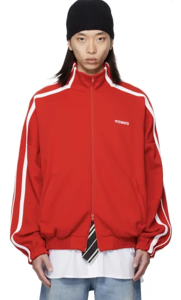 Vetements Track Jacket Black with White Stripes Outerwear - 3