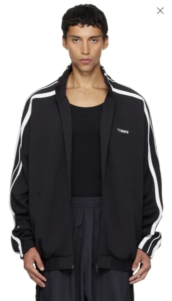 Vetements Track Jacket Black with White Stripes Outerwear - 5