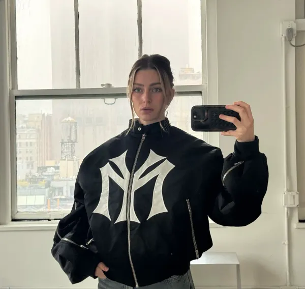 New York Yankees MLB Logo Bomber Jacket Black Outerwear Jacket - 13