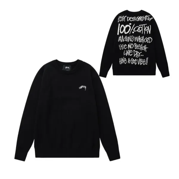 Stussy Cotton Care Knit Sweater Black - 1