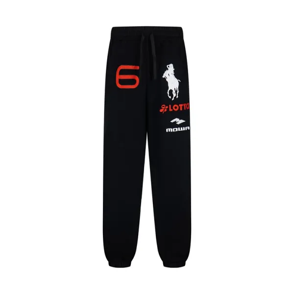 Lotto x Mowa Sporty Blue Sweatpants with Number 6 and Polo Rider Print - 4