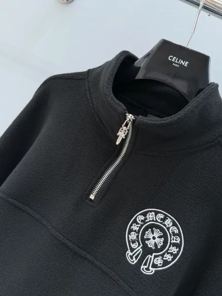 Celine Half-Zip Fleece Pullover Black Hoodie - 11