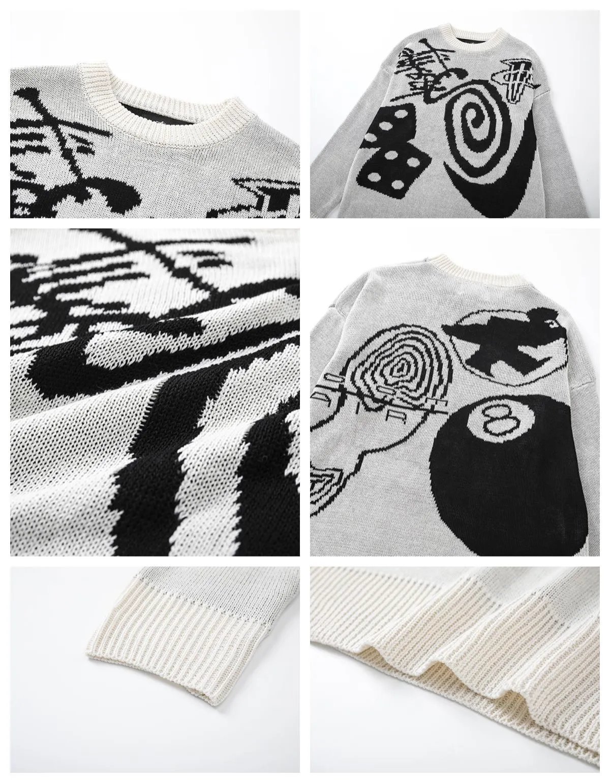 Design 8-Ball Knit Sweater Beige - 3
