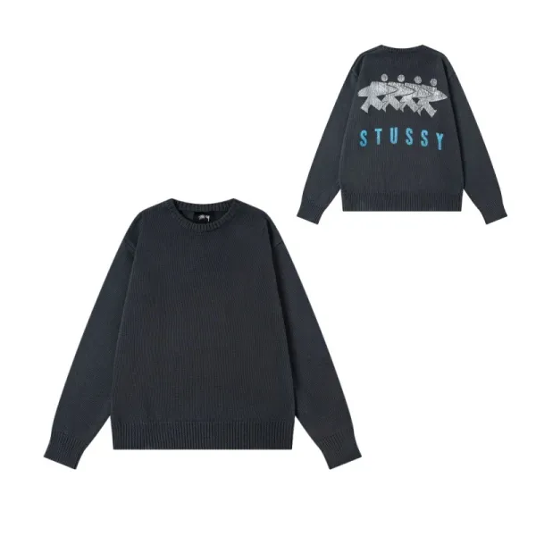 Stussy Graphic Knit Sweater Charcoal - 1