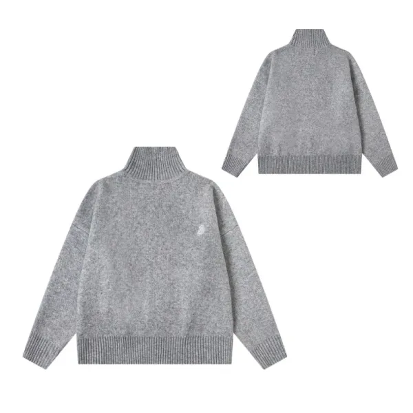 Design High-Neck Knit Sweater Gray - 1