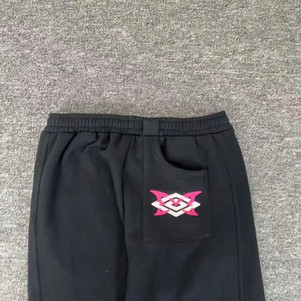 Design Embroidered Logo Track Pants Black Sweatpants - 23