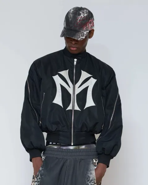 New York Yankees MLB Logo Bomber Jacket Black Outerwear Jacket - 14