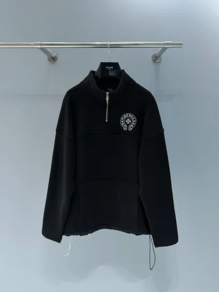 Celine Half-Zip Fleece Pullover Black Hoodie - 6