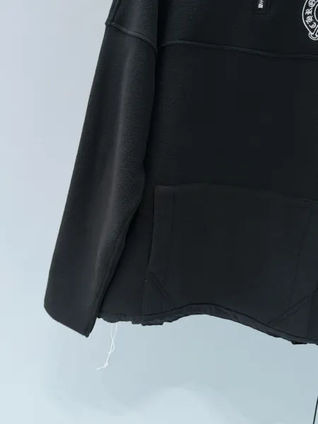 Celine Half-Zip Fleece Pullover Black Hoodie - 14