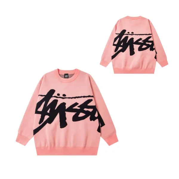 Stussy Script Logo Knit Sweater Pink - 1
