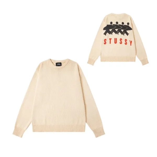 Stussy Graphic Knit Sweater Beige - 1