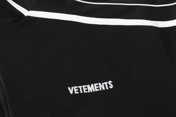 Vetements Track Jacket Black with White Stripes Outerwear - 19