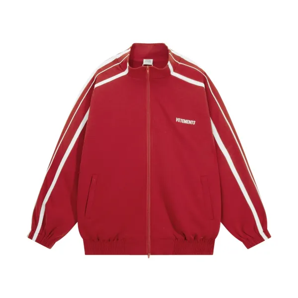 Vetements Track Jacket Black with White Stripes Outerwear - 10