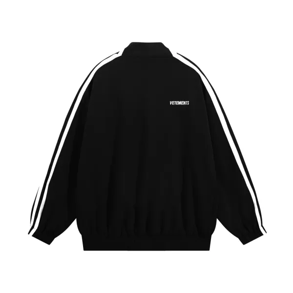 Vetements Track Jacket Black with White Stripes Outerwear - 14