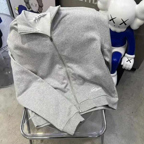 Acne Studios Zip-Up Sweatshirt Gray Hoodie - 1