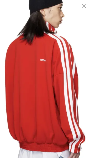 Vetements Track Jacket Black with White Stripes Outerwear - 4