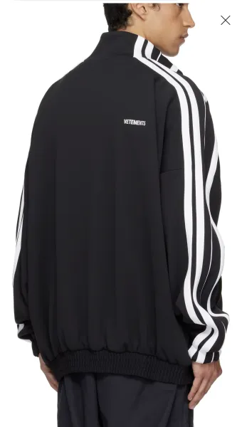Vetements Track Jacket Black with White Stripes Outerwear - 6