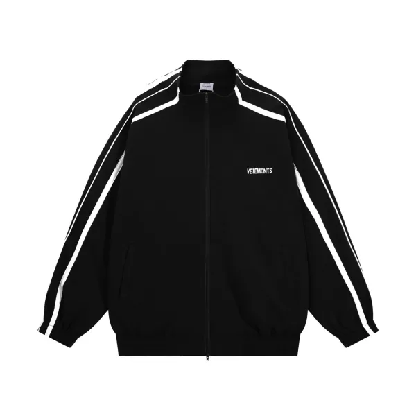 Vetements Track Jacket Black with White Stripes Outerwear - 13