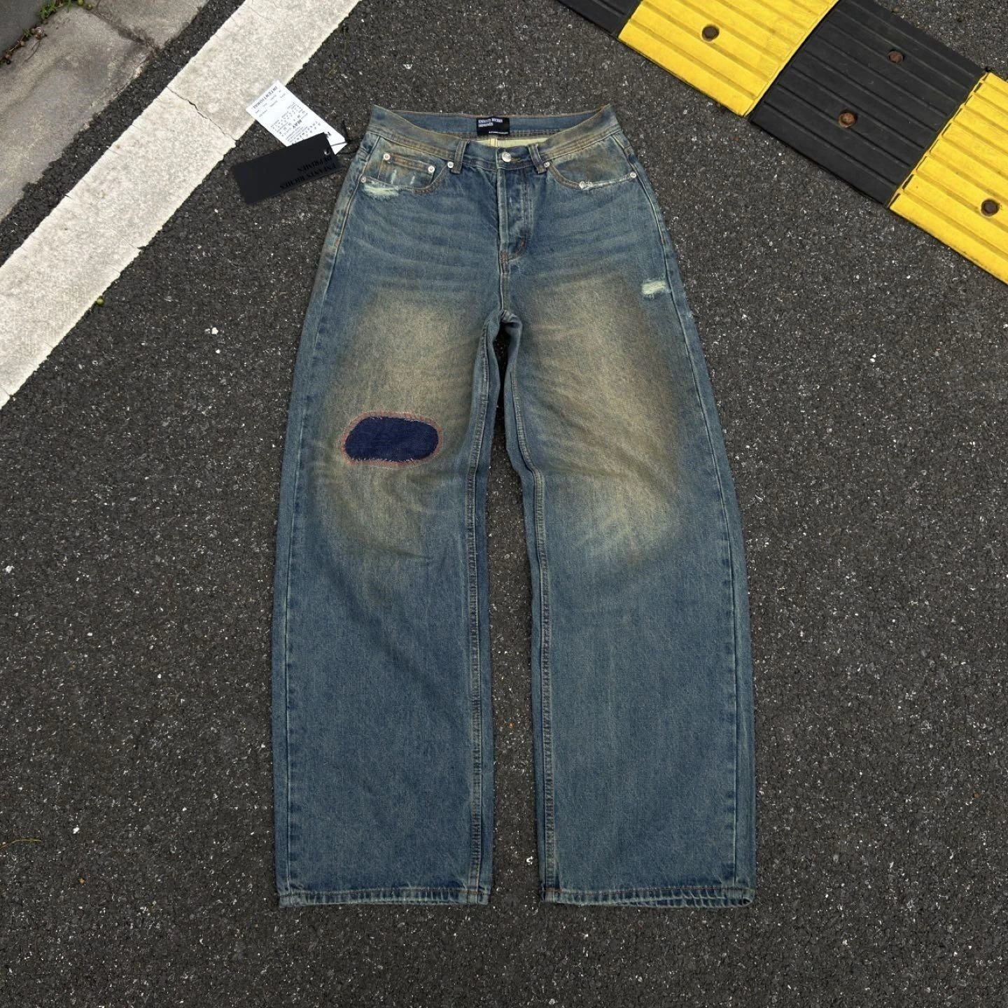 Distressed Ripped Patched Trousers