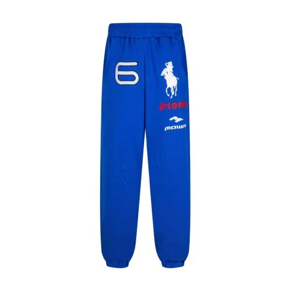 Lotto x Mowa Sporty Blue Sweatpants with Number 6 and Polo Rider Print - 6