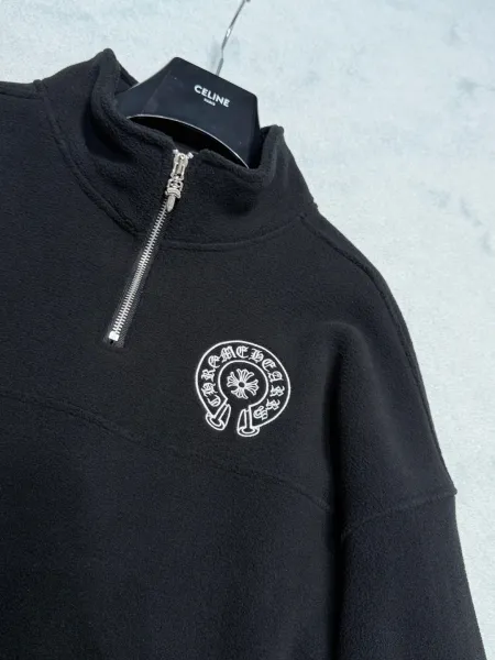 Celine Half-Zip Fleece Pullover Black Hoodie - 15