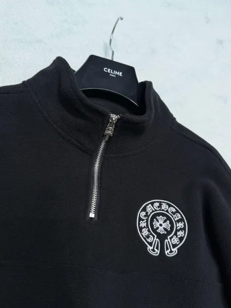 Celine Half-Zip Fleece Pullover Black Hoodie - 12