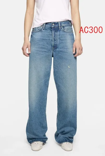 Acne Studios Pinstripe Wide-Leg Trousers with Denim Waistband Black Pants - 23