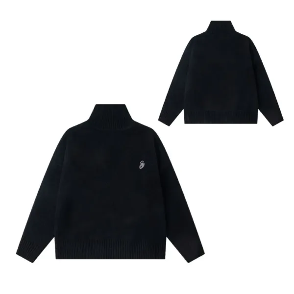Design High-Neck Knit Sweater Black - 1