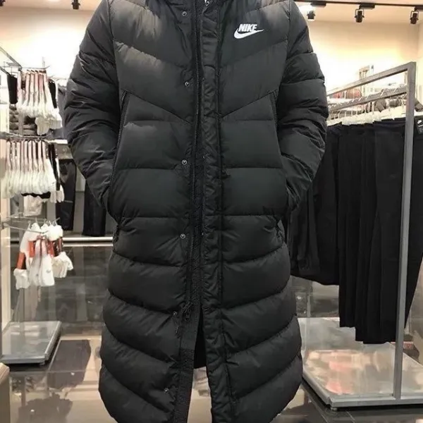 Nike Windrunner Long Puffer Coat Black Down Jacket - 9