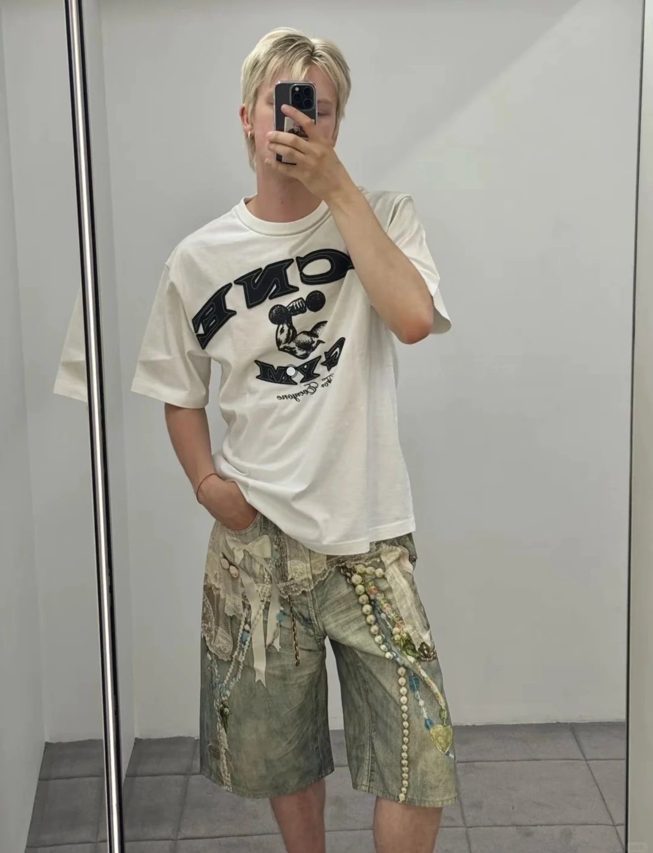 Acne Studios Pinstripe Wide-Leg Trousers with Denim Waistband Black Pants - 46