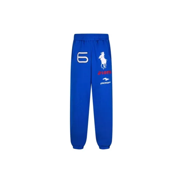 Lotto x Mowa Sporty Blue Sweatpants with Number 6 and Polo Rider Print - 1