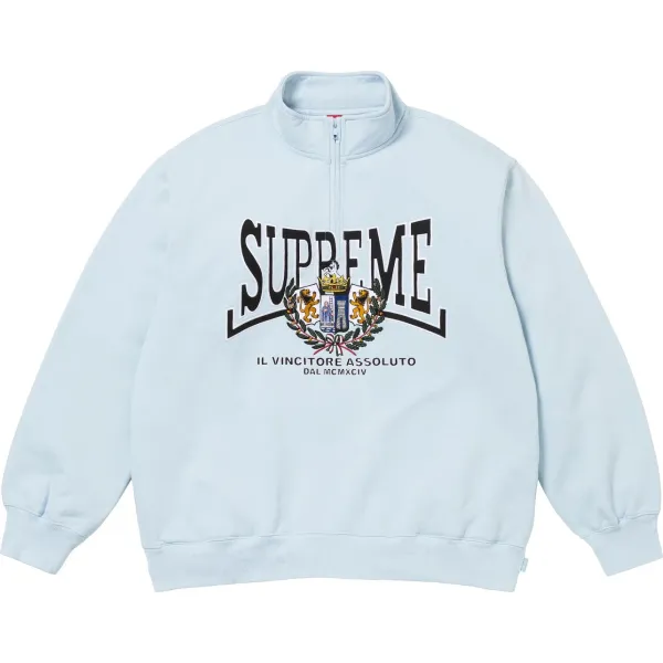 Supreme Crest Half-Zip Sweatshirt Light Blue Hoodie - 1