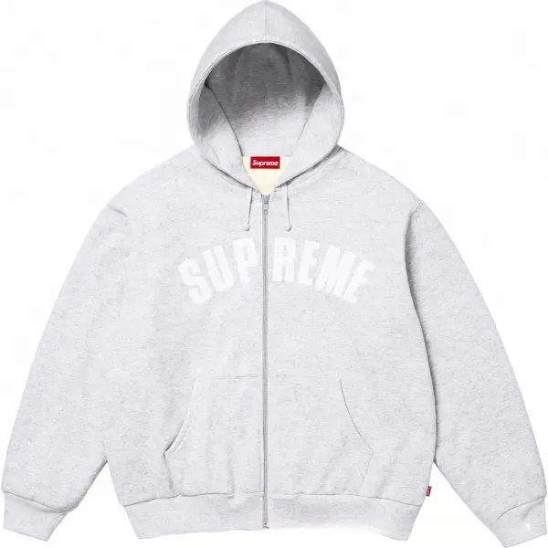 Supreme Arch Logo Zip-Up Hoodie Gray - 1