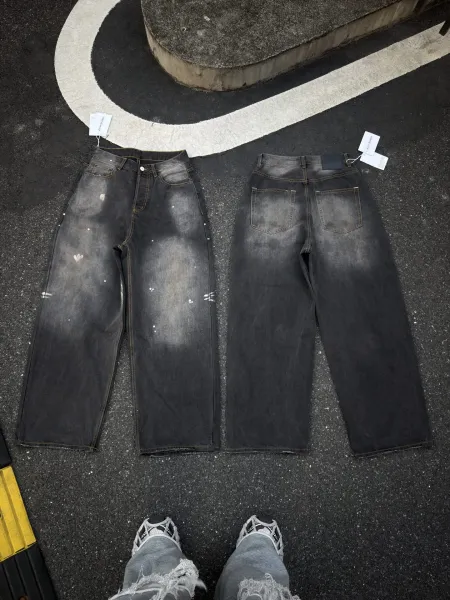 Acne Studios Distressed Black Wide-Leg Jeans - 1