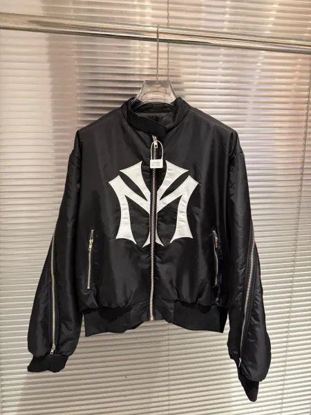 New York Yankees MLB Logo Bomber Jacket Black Outerwear Jacket - 3