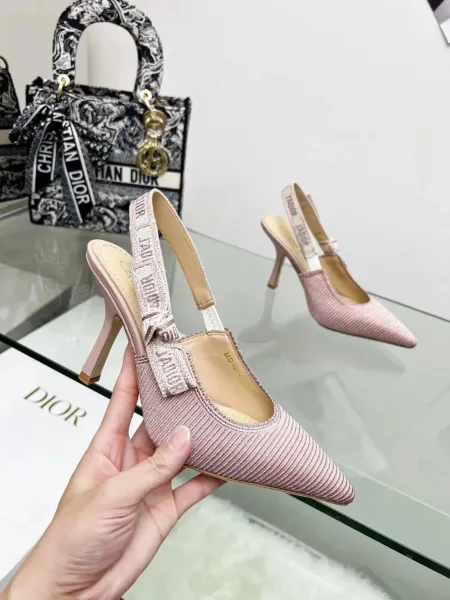 Dior J'Adior Slingback Heels Pink Corduroy - 15