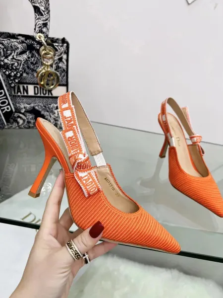 Dior J'Adior Slingback Heels Pink Corduroy - 17