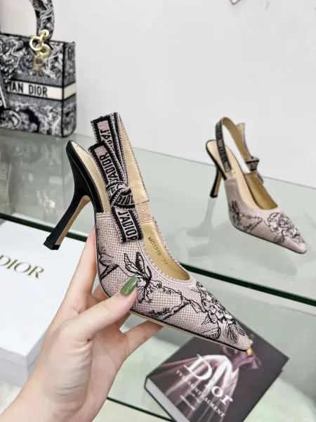 Dior J'Adior Slingback Heels Pink Corduroy - 21